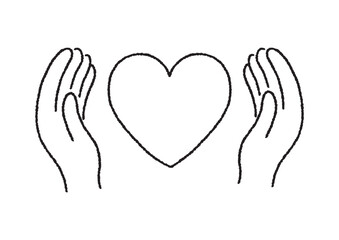 両手でハートを包んだイラスト