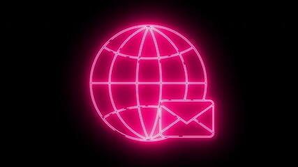 globe icon and message icon with neon effect - Powered by Adobe
