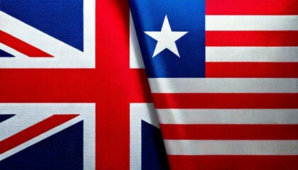 イギリスとリベリアの国旗。(UK flag and Liberia flag.)