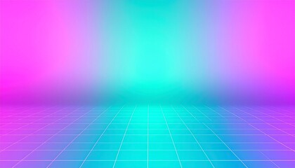 Virtual Reality Interface Background - Futuristic Grid Horizon with Vibrant Gradients for VR Applications and Metaverse Design Projects