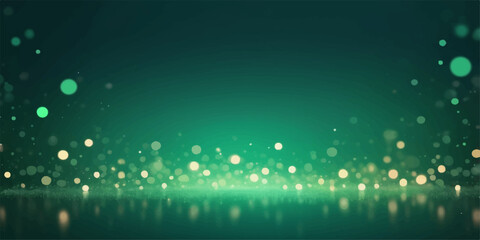 Abstract green background with a shimmering bokeh pattern of glowing blue and white stars © nur