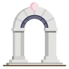 Stone archway with pink orb isolated on white background