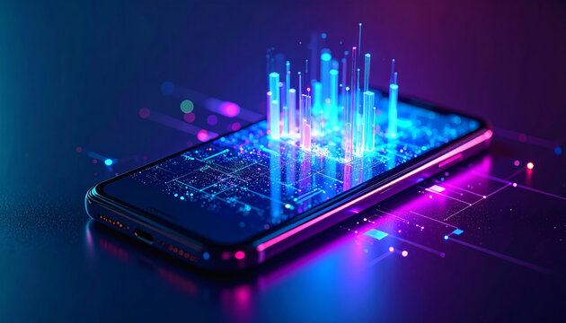 Futuristic Smartphone Data Visualization