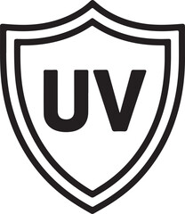 Shield icon with uv protection symbol representing safety and defense against ultraviolet rays
