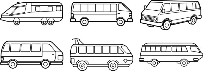 Set of Outline of airport vehicles vector illustration, line art © 99 vector art
