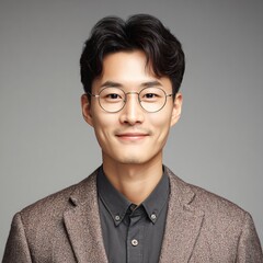 Professional Portrait of a Young Asian Man in a Brown Blazer
