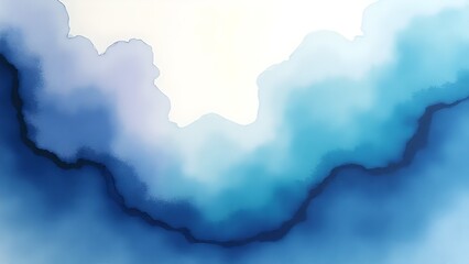 Obraz premium Abstract Watercolor Background Dark Blue and Turquoise Paint Wash Texture