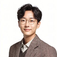 Elegant Portrait of a Young Asian Man in a Tweed Jacket