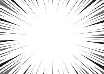 Obraz premium 集中線の背景、漫画表現、フレーム、グレースケール