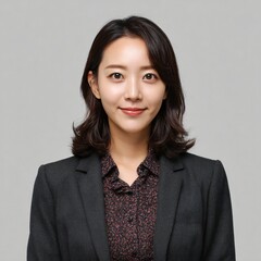 Professional Portrait of a Young Asian Woman in a Black Suit