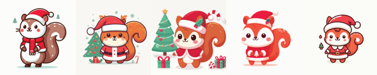 cute squirrel vector in Christmas costume