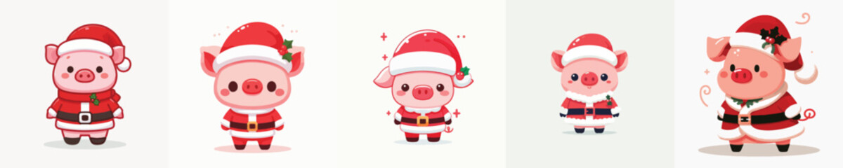 cute pig vector in Christmas costume