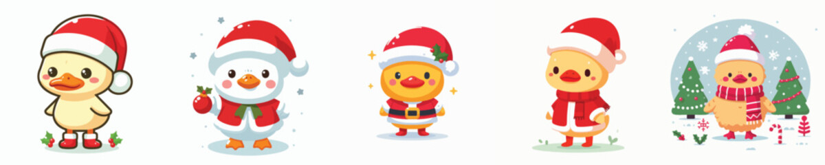 cute duck vector in Christmas costume