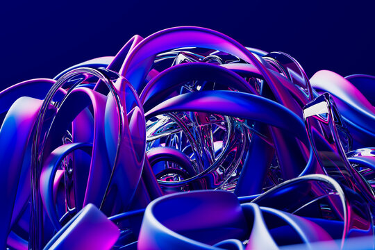 Abstract 3D Background Ribbon Tangle