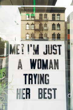 Positive Female Empowerment Quote in Storefront