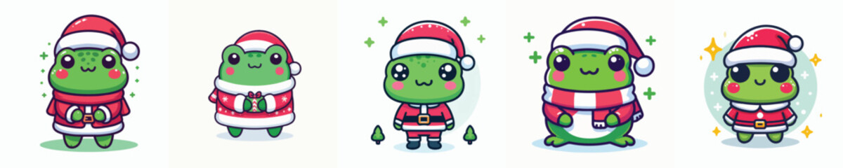 cute frog vector in Christmas costume