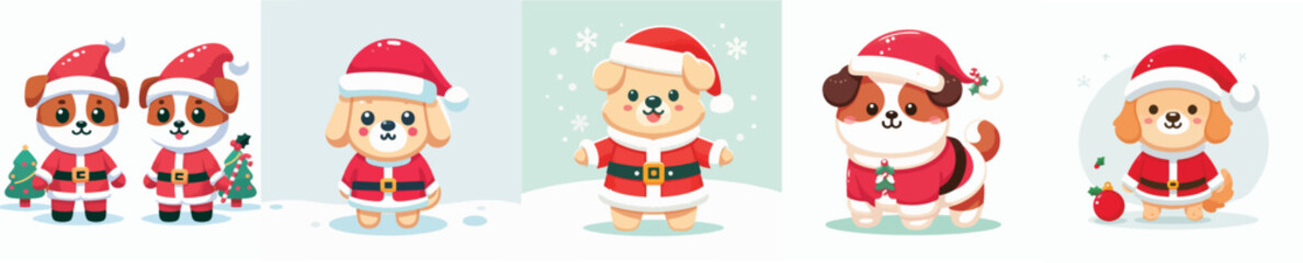 cute dog vector in Christmas costume