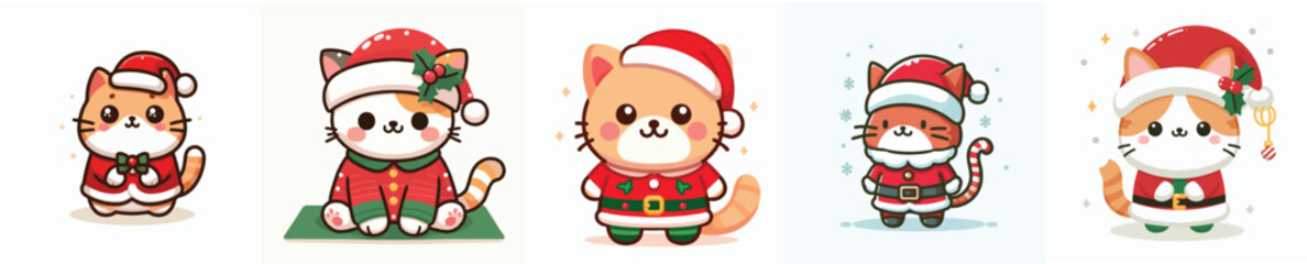 cute cat vector in Christmas costume