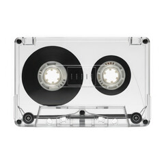 Fototapeta premium Clear audio cassette tape isolated on transparent background for music recording