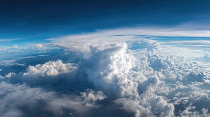 Naklejka premium Aerial view of fluffy cloudscape