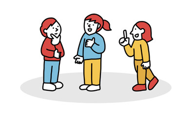 三人で会話する女性