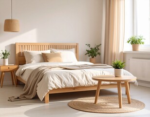 modern living room with bed