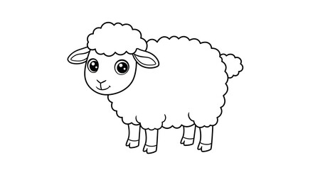 Fototapeta premium Sheep coloring page on white background — simple kids coloring book line art