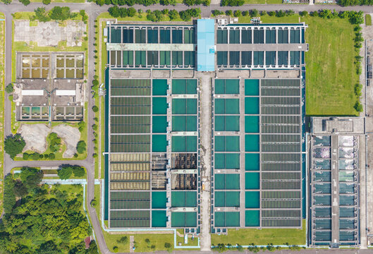 Aerial Water Treatment Plant with Clarification Tanks