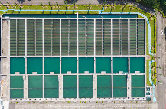 Large Scale Wastewater Treatment Plant Aerial View