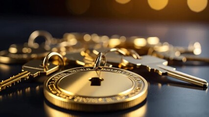 Golden key medallion and keys - Powered by Adobe