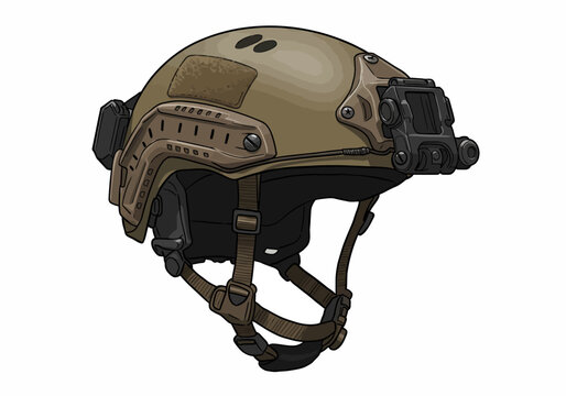 Modern Tactical Combat Helmet with Night Vision Mount and Straps