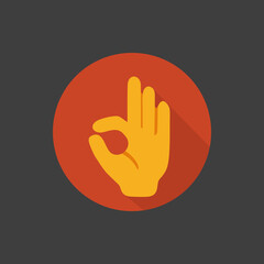 Obraz premium Flat OK Hand Gesture Icon – Positive Signal and Approval Symbol