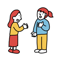 2人で会話する女性のイラスト　親子・先生と保護者