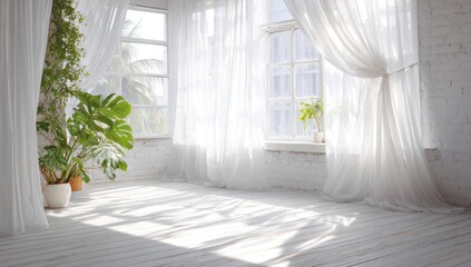 Bright, airy room with sheer curtains