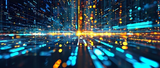 Dynamic light patterns digital space abstract visualization futuristic environment high-tech viewpoint concept of connectivity