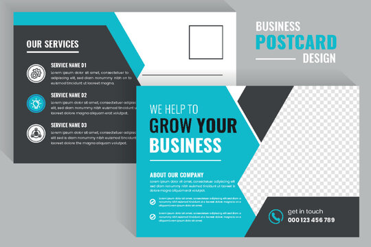 Blue color customizable professional Business company Postcard mailer design - Powered by Adobe