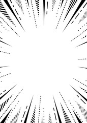 柄入りの集中線、背景フレーム、ポップなデザイン、縦向き