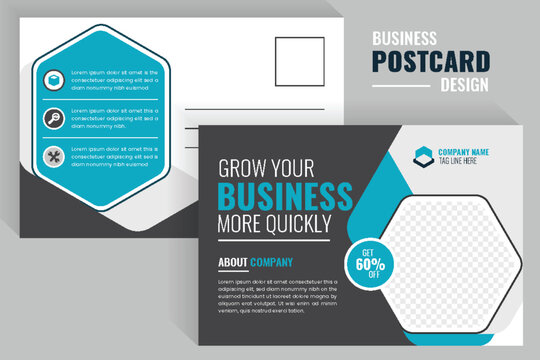 Blue corporate Business company Marketing Postcard mailer design template