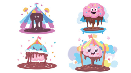 Fototapeta premium A cotton candy slime with pastel swirls and sugar-like sparkles, featuring soft pink, blue, and lavender tones, perfect for kawaii designs, sensory play concepts, and sweet-themed illustrations.