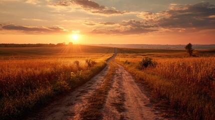Golden sunset over a country road (1)