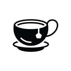 Black solid icon for tea
