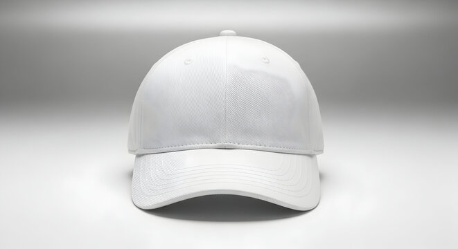 Clean and Crisp: Studio Shot of a Blank White Baseball Cap Ready for Customization, perfect for logos and designs, representing simplicity, fashion, and athletic wear.