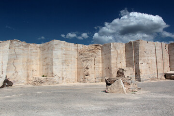 Giant white blocks in the Cuatro Cienegas Marble Mines, Coahuila, Mexico is an amazing landscape in...