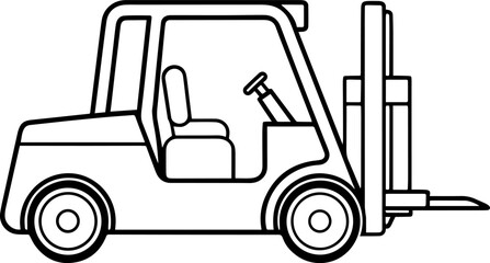 Forklift outline vector illustration, line art