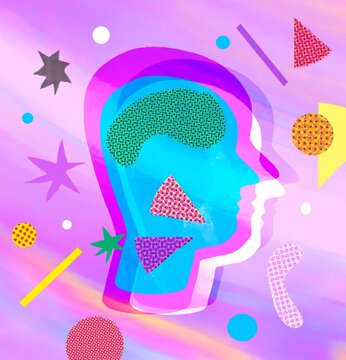 concept illustration with silhouettes  of heads