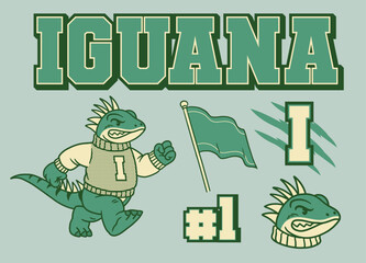 Iguana Mascot and Sport Object Set