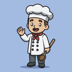 Cartoon Illustration of Cheerful Chef Character