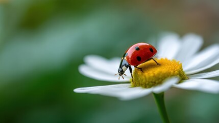 Obraz premium Ladybug on a daisy flower