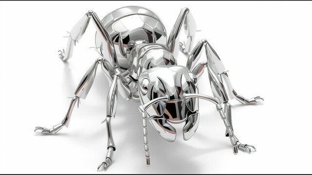 simple chrome modular stylized icon ant icon viewed from an angle looking down, with perspective, very simple vector style.
