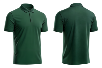 Stylish green polo shirt front and back view, perfect for modern apparel mockups and fashion concepts